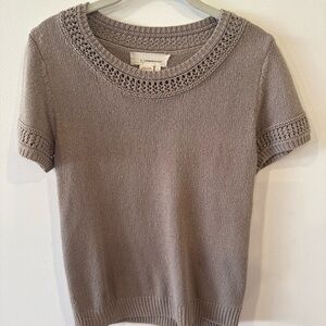 Anthropologie Taupe Short Sleeve Top